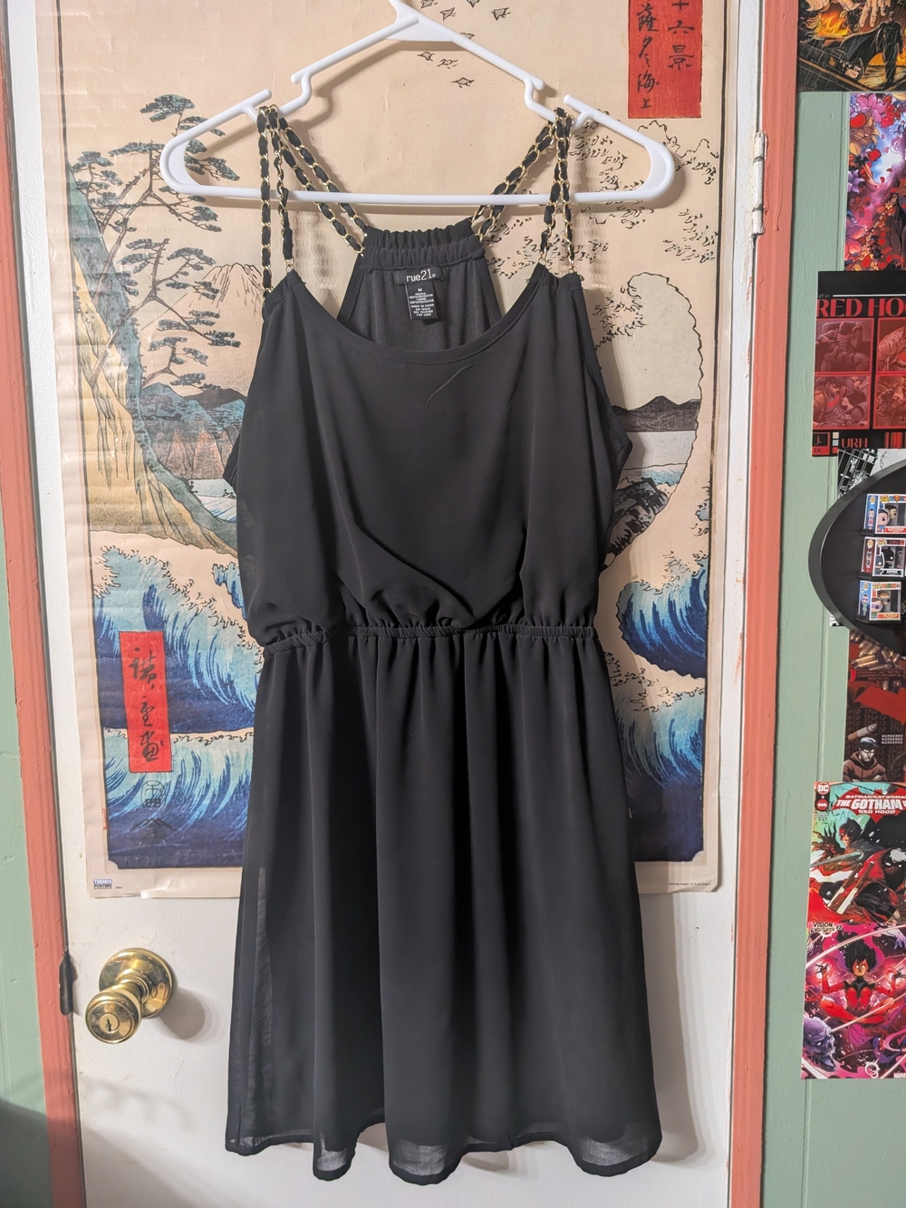 Rue21 Black Chiffon Sundress with Chain-Detail Straps